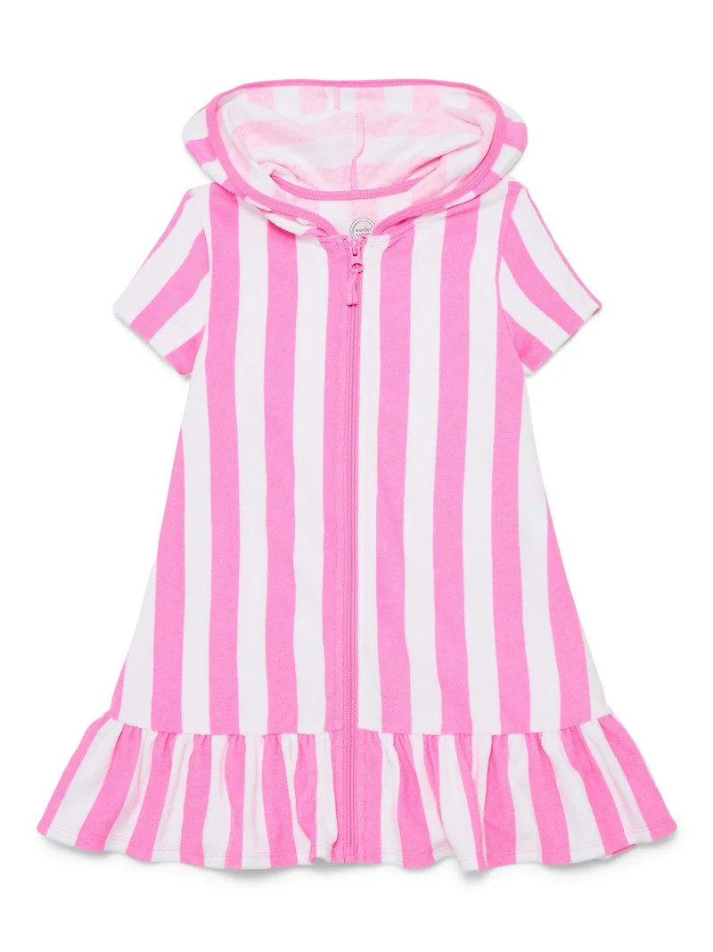 Wonder Nation Girls Terry Towel Swimsuit Coverup Dress with UPF 50+, Sizes 4-18 & Plus | Walmart (US)