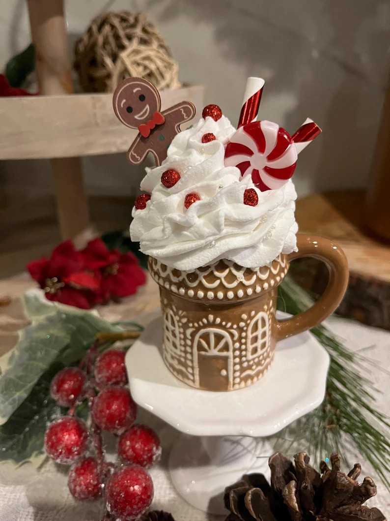 Mini Gingerbread House Espresso Coffee Mug W/faux Whipped Cream for Christmas Holiday Farmhouse H... | Etsy (US)