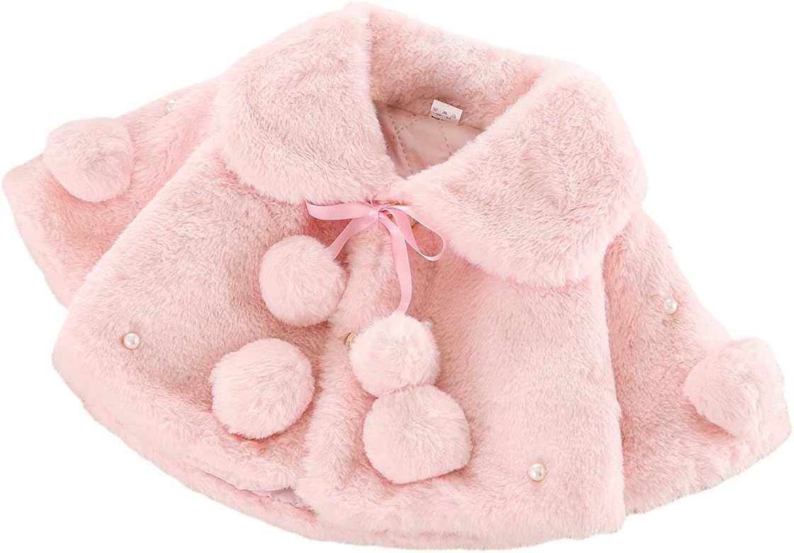 LXXIASHI Toddler Baby Girl Winter Fur Coat Jacket Cloak Thicken Shawl Snowsuit Outerwear Clothes | Amazon (US)