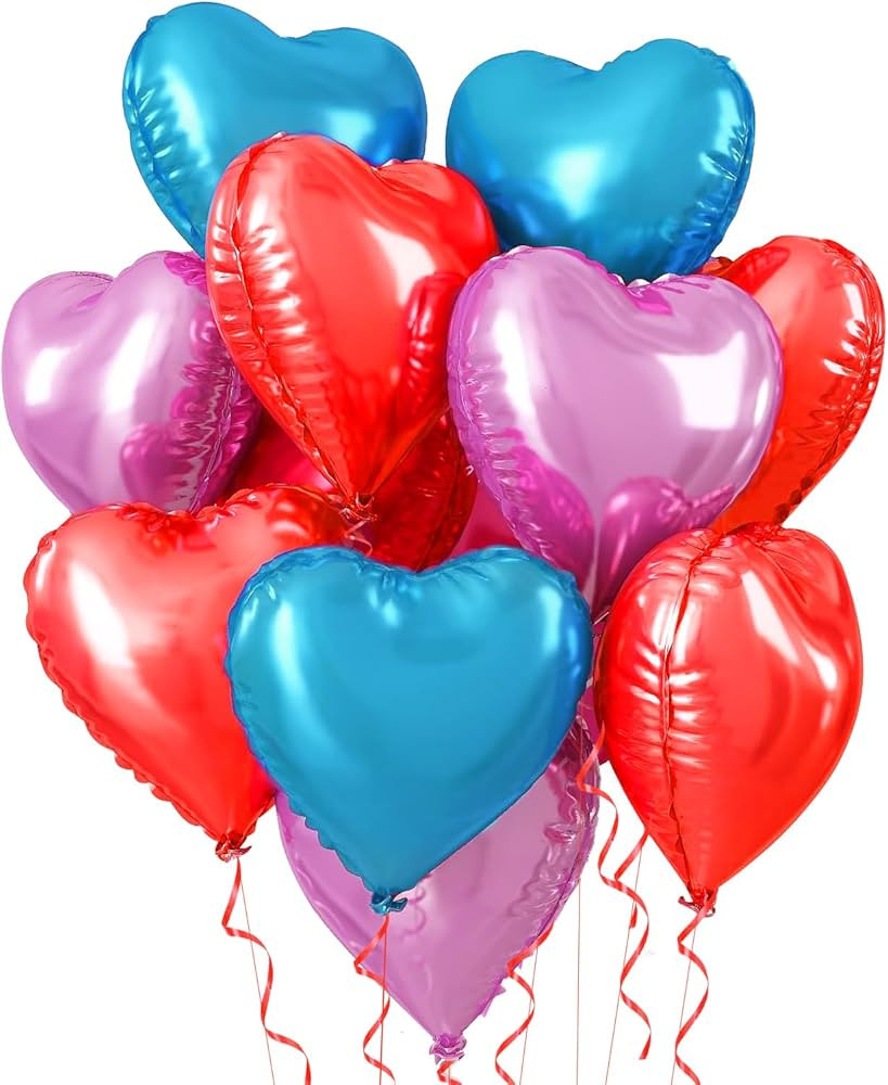 Heart Shape Foil Balloons 18 Inch - Pack of 15 -for Valentine's Day Party Decorations,Wedding Bir... | Amazon (US)