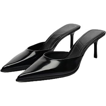 MRKEWUNEY Heeled Mules for Women Metallic Slip On Mules Backless Stiletto Heels | Amazon (US)