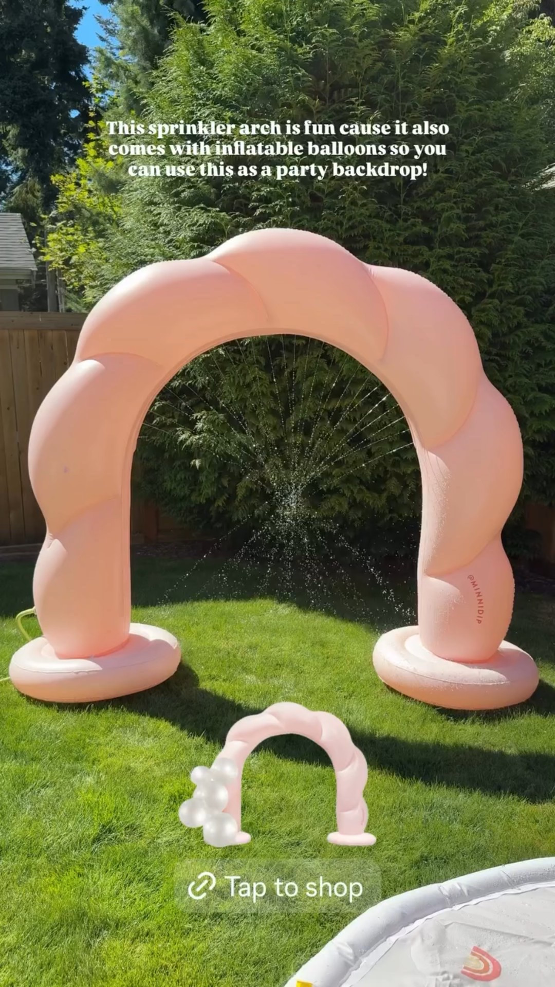 This sprinkler arch is fun cause it also comes with inflatable balloons so you can use this as a party backdrop! 

#LTKHome #LTKSwim #LTKFindsUnder50