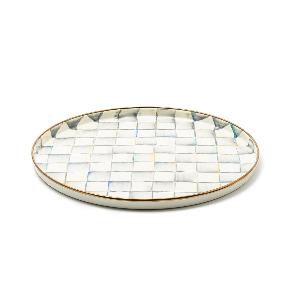 Sterling Check Round Tray | MacKenzie-Childs