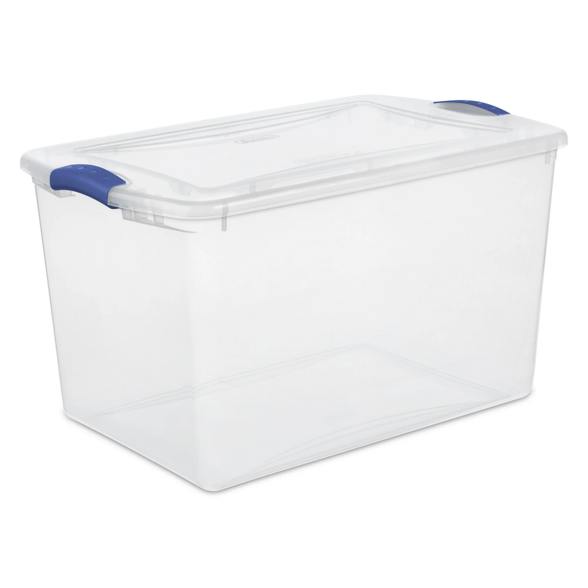 Sterilite Large Storage Bin, 66 Quart Clear Plastic Storage Container with Latch Lid, Blue | Walmart (US)