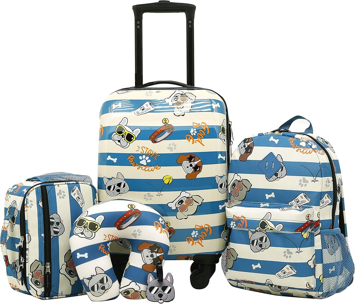 Travelers Club 5 Piece Kids' Luggage Set, Cool Dog | Amazon (US)