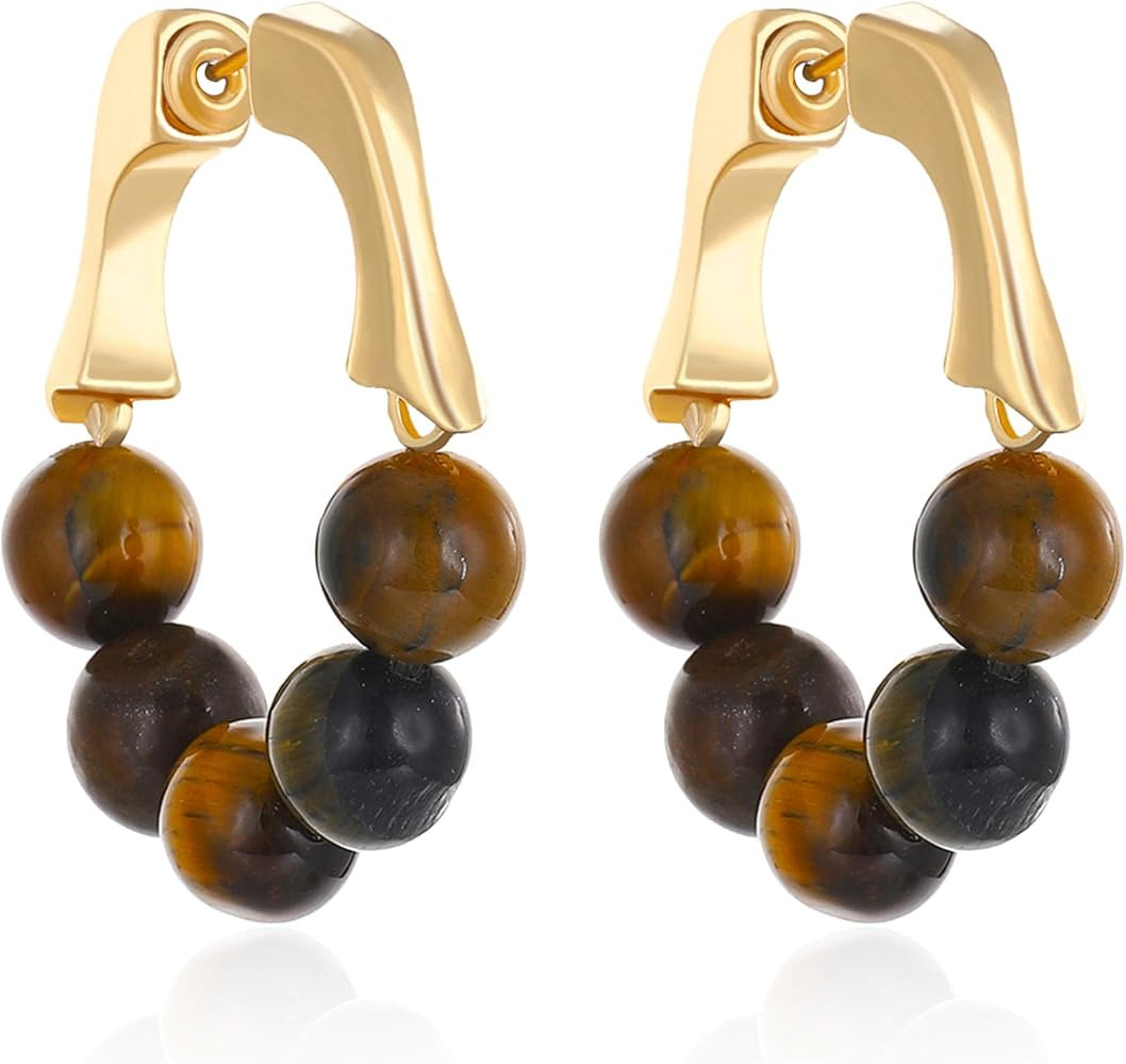 Boho Beaded Hoop Earrings for Women Bohemian Bead Mixed Color Huggie Earrings for Women | Amazon (US)