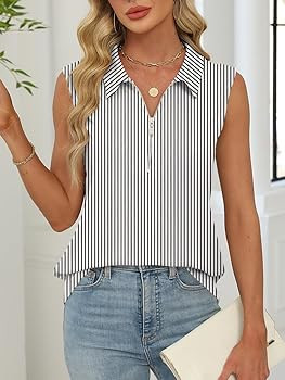 Poetsky Womens Summer Sleeveless Tank Top Zipper V Neck Collared Top Dressy Casual Ribbed Camisol... | Amazon (US)