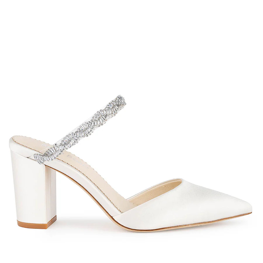 Bridal Mules with Crystal Strap | Bella Belle Shoes