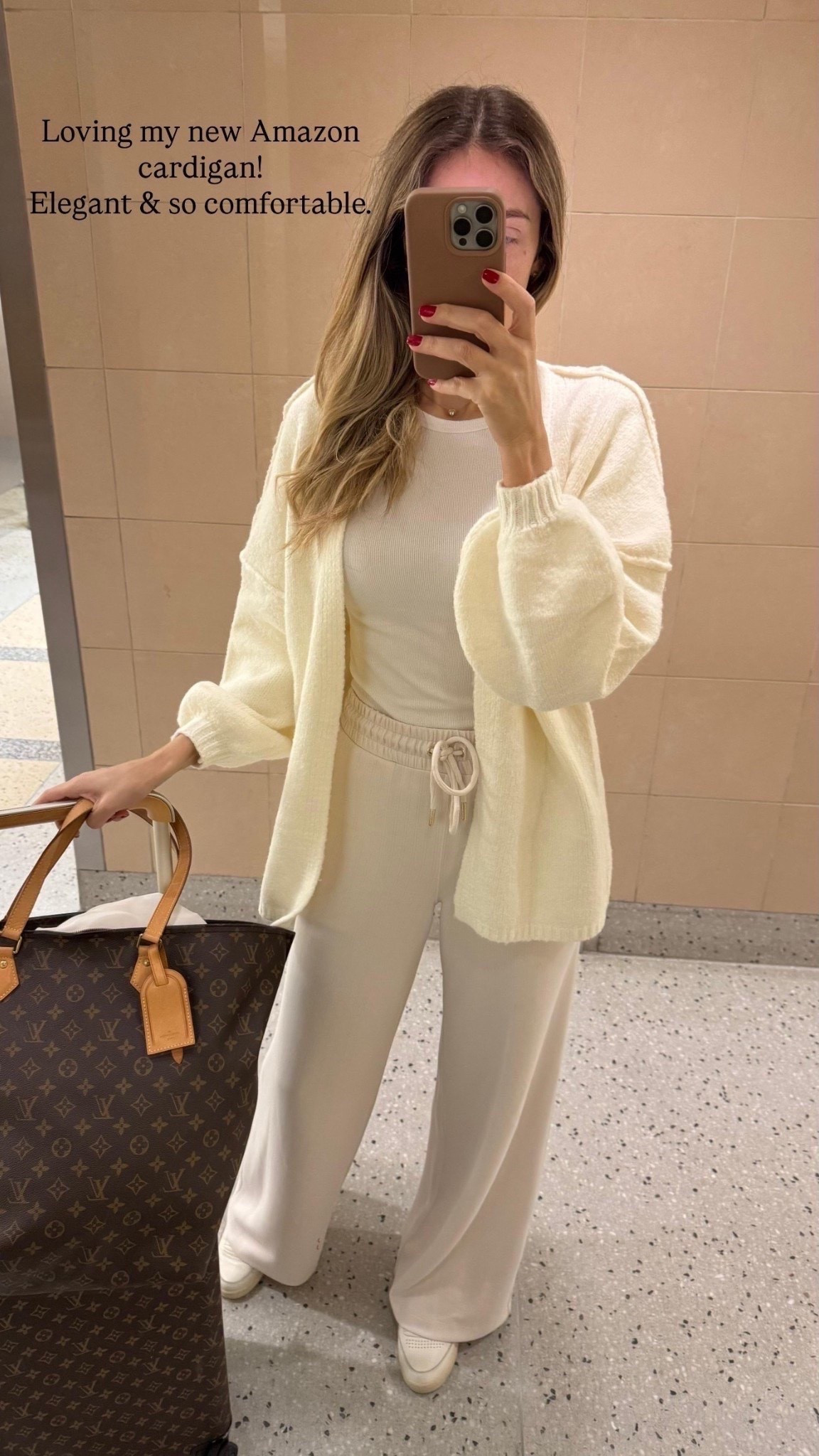 Airport outfit! Loving this outfit so much, this cardigan from Amazon is super comfortable and elegant.
Everything fits true to size and I’m wearing size small.
Travel outfit 
Airport outfit

#LTKU #LTKTravel #LTKootd