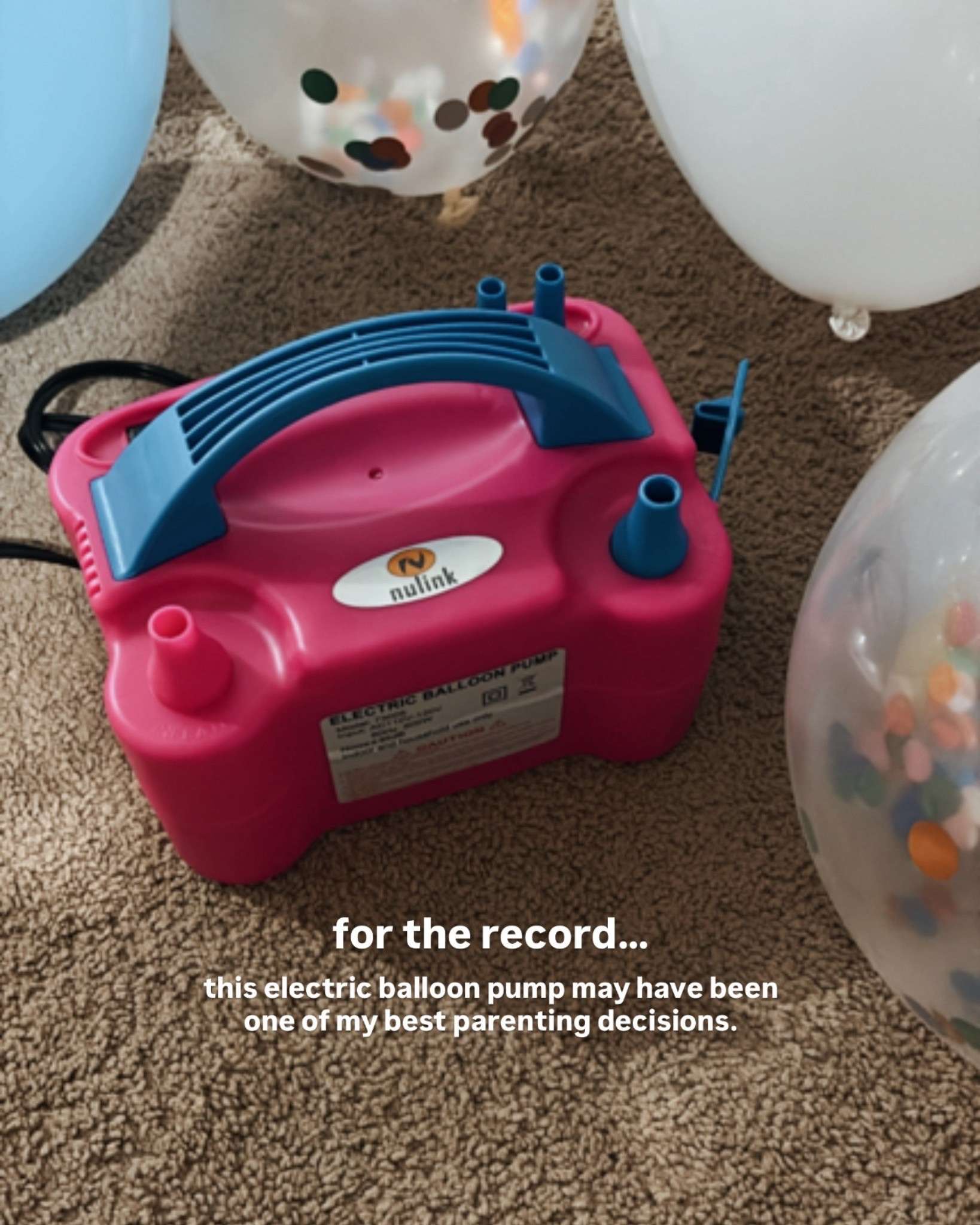 This electric balloon pump may have been one of my best parenting decisions 🫣🎈