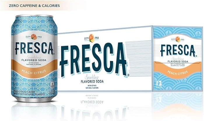 Fresca Peach Soda Sparkling Flavored Soft Drink Zero Calorie and Sugar Free, 12 fl oz, 12 Pack | Amazon (US)