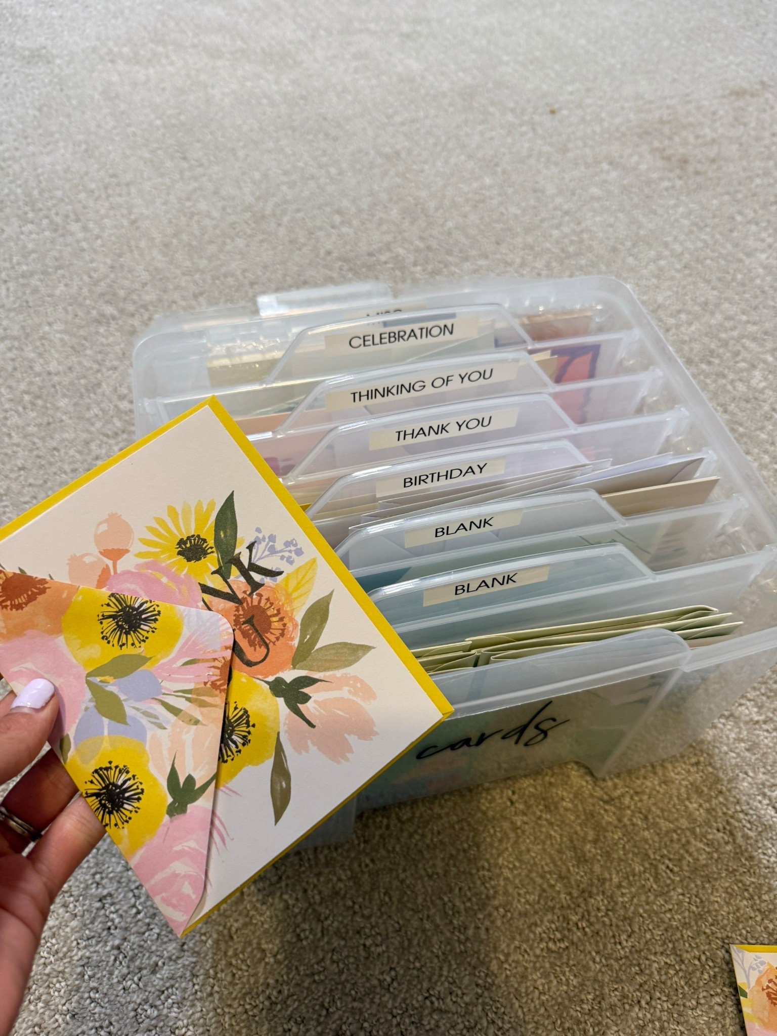 A greeting card organizer keeps all of your cards in one tidy place. A must-have for an organized home! ✨ #greetingcardstorage #homeorganization

#LTKHome