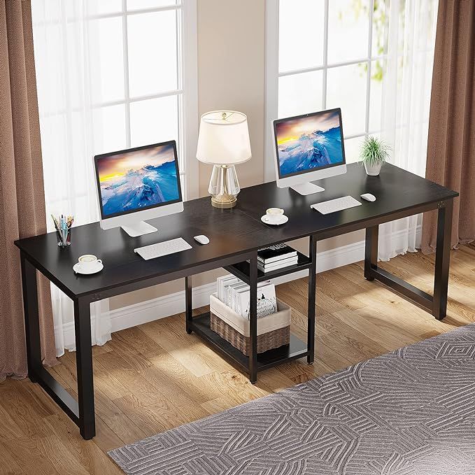 Tribesigns 78 Inches Computer Desk, Extra Large Two Person Office Desk with Shelf, Double Worksta... | Amazon (US)