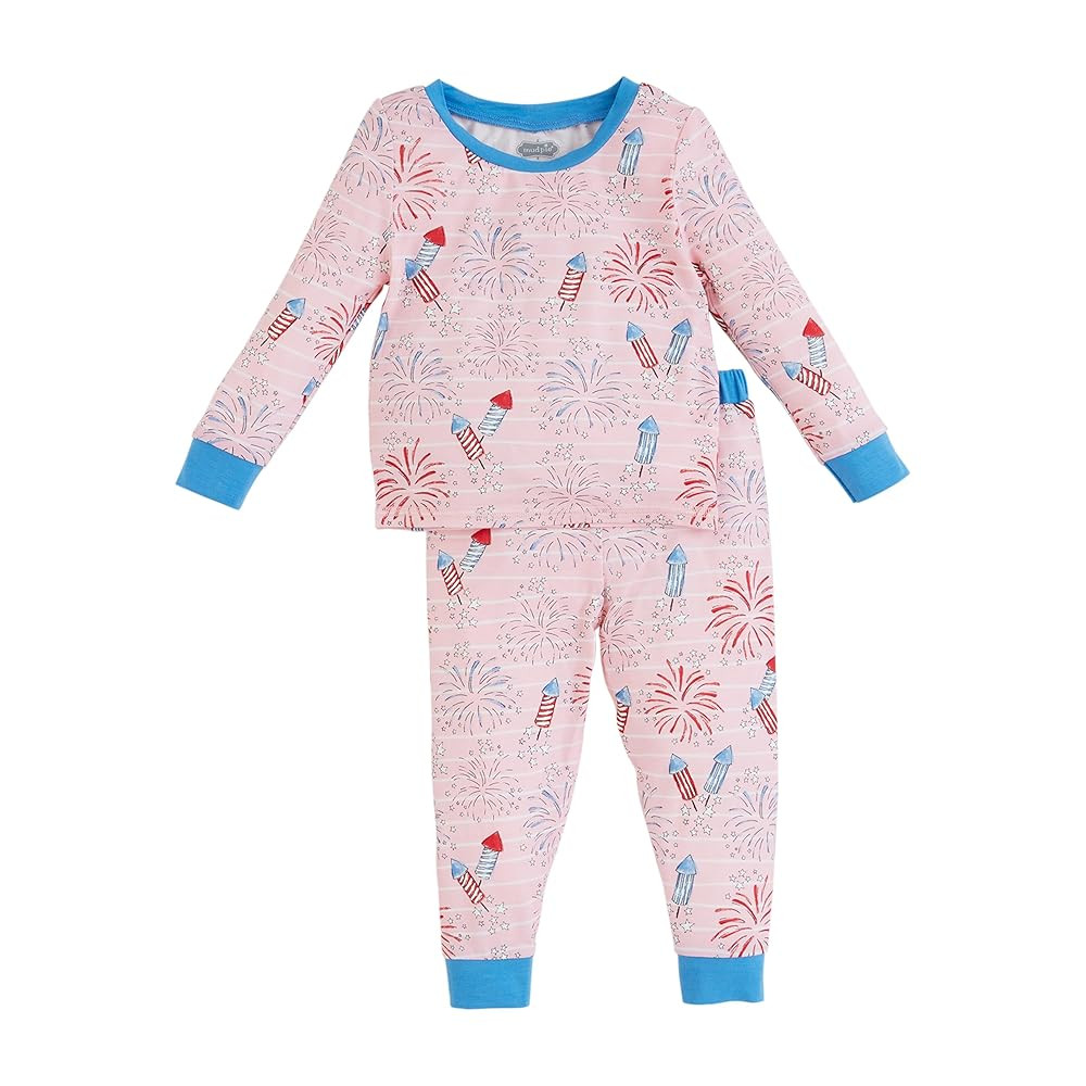 Mud Pie Girls Pink Firework Glow Pjs | Amazon (US)