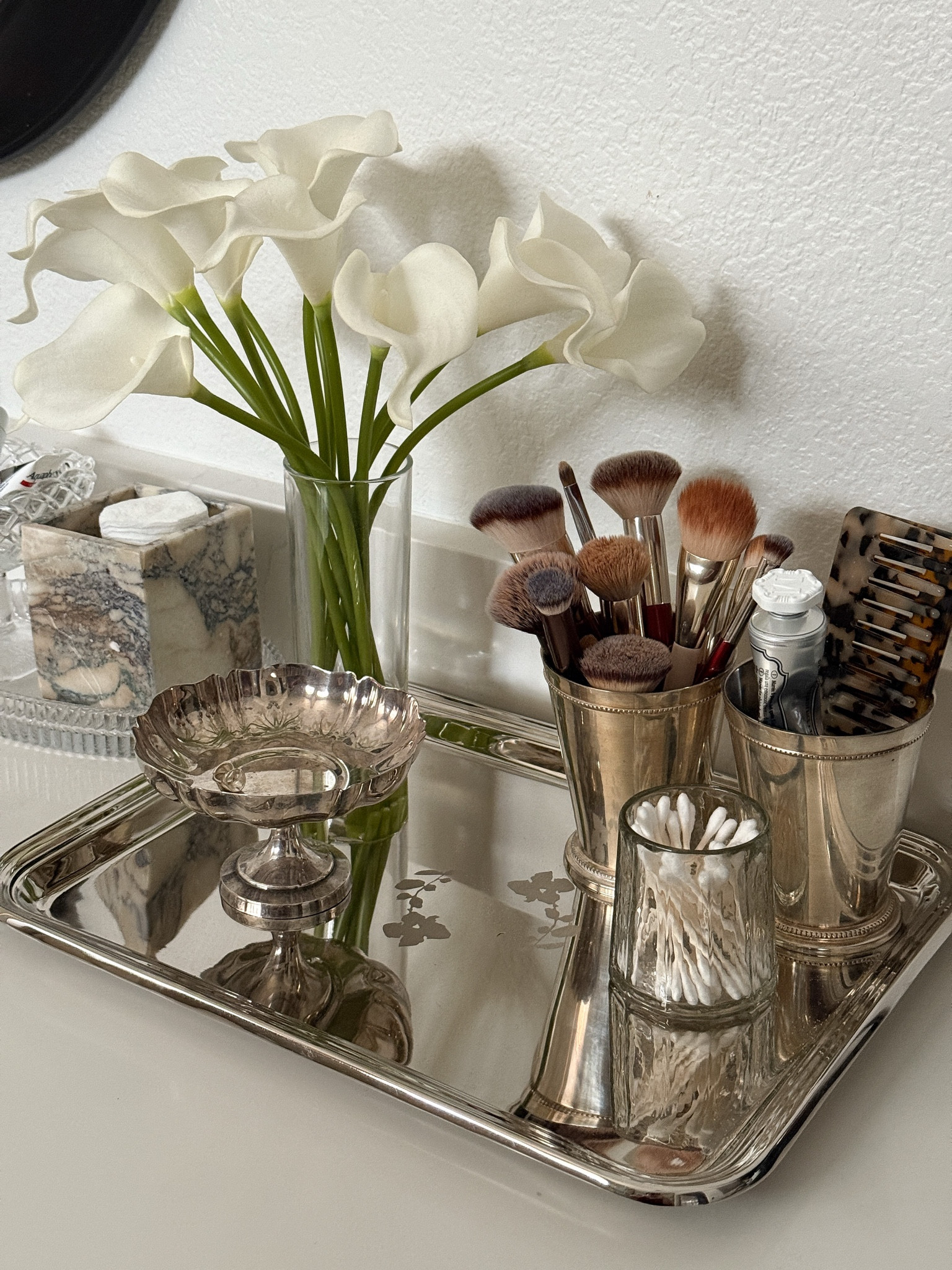 Silver vanity tray 

#LTKgrwm #LTKmorningroutine #LTKselfcare