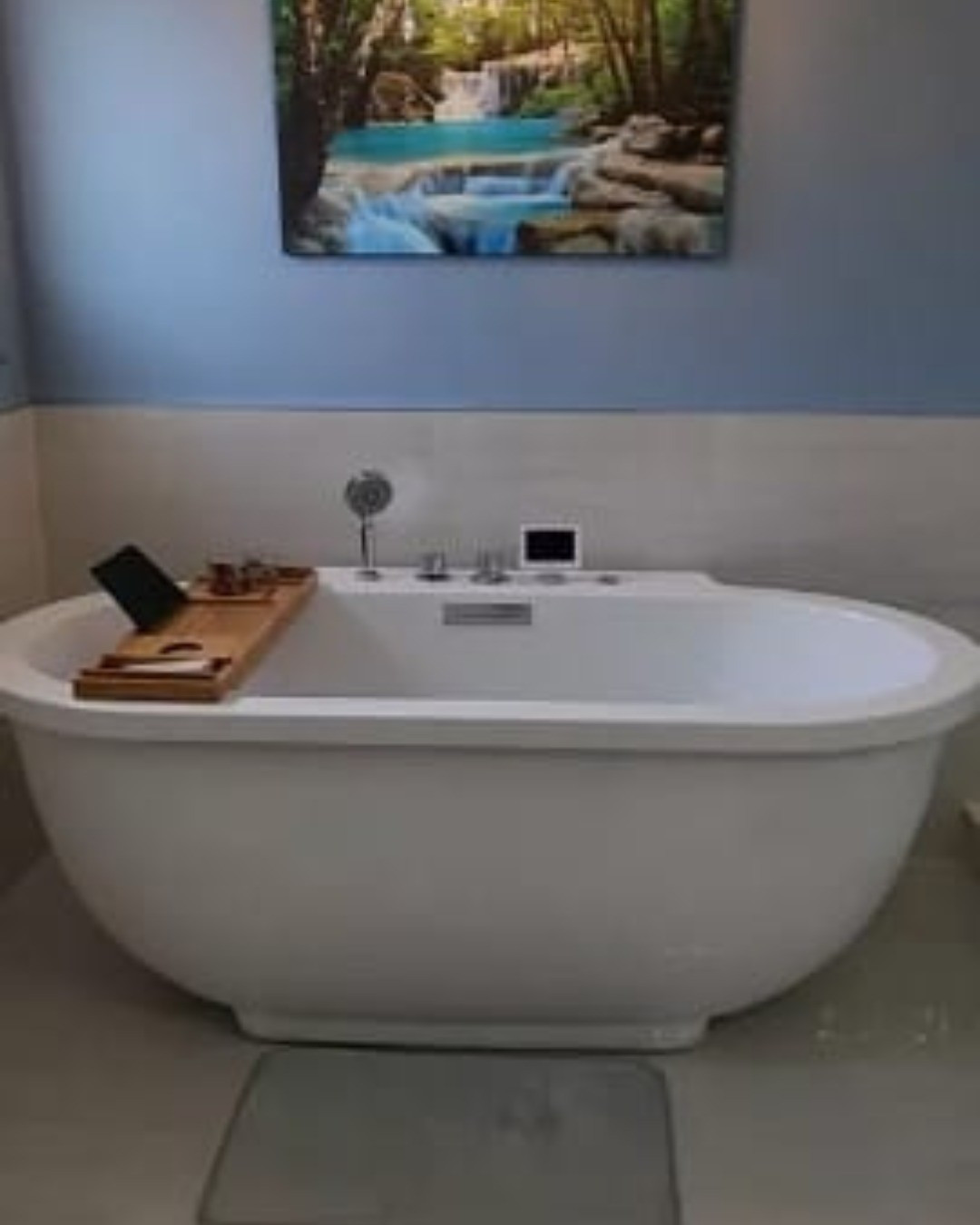 Bathroom reno, jetted tub, Jacuzzi tub, chandelier, canvas, art, tub accessories, rug, pillow, Jacuzzi 

#LTKhome #LTKsale #LTKstyletip