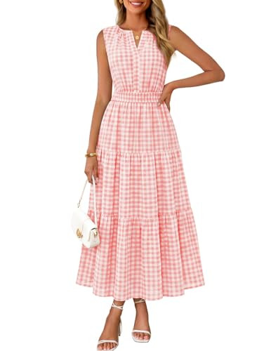 MEROKEETY Summer Casual Sleeveless V Neck Midi Maxi Cotton Dress Women 2026 | Amazon (US)