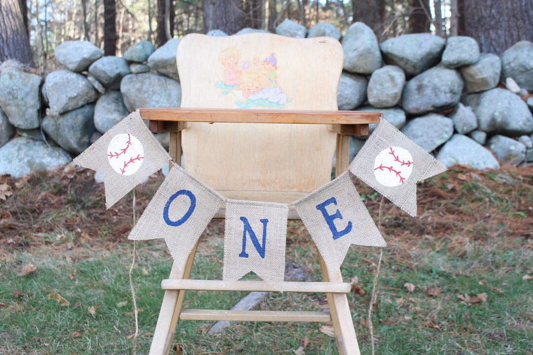 Baseball Highchair Banner, Baseball 1st First Birthday Party Decorations, High Chair Burlap Banne... | Etsy (US)