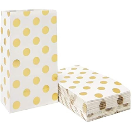 Gold Polka Dot White Small Paper Bag | Amazon (US)