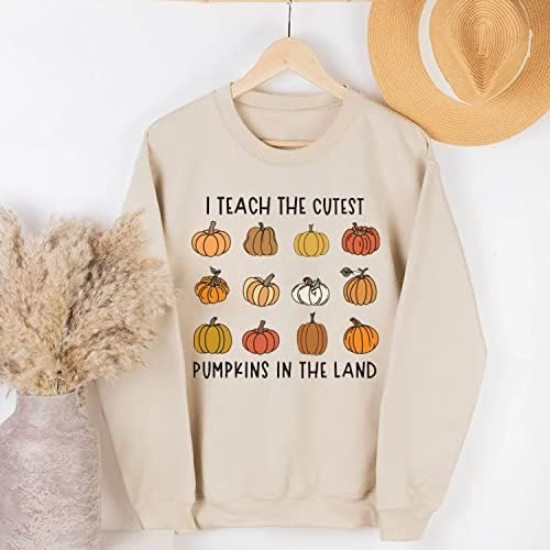 I Teach The Cutest Pumpkins In The Land Fall Autumn Teacher Sweatshirt, Cute Pumpkin Season Sweatshi | Amazon (US)