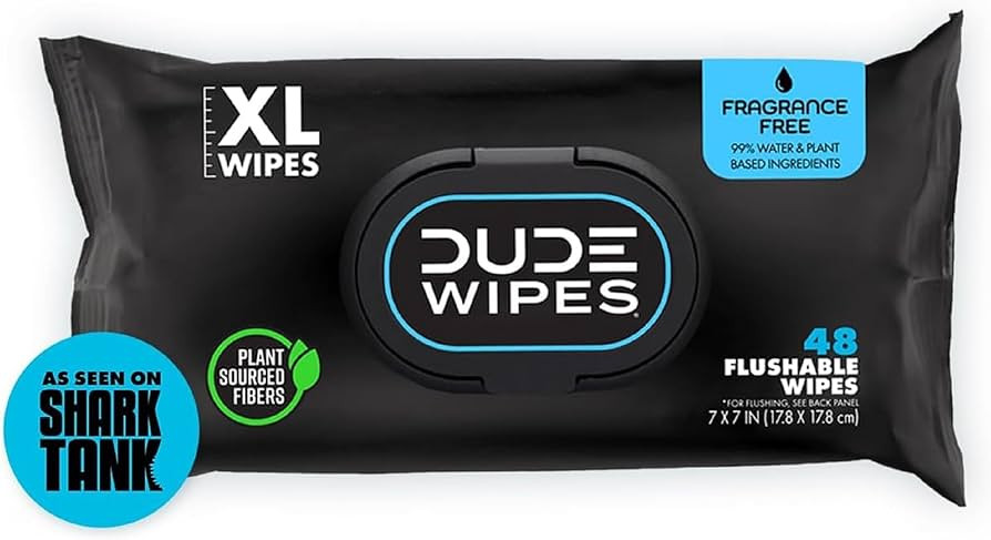 DUDE Wipes - Flushable Wipes - 1 Pack, 48 Wipes - Unscented Extra-Large Adult Wet Wipes - Vitamin... | Amazon (US)