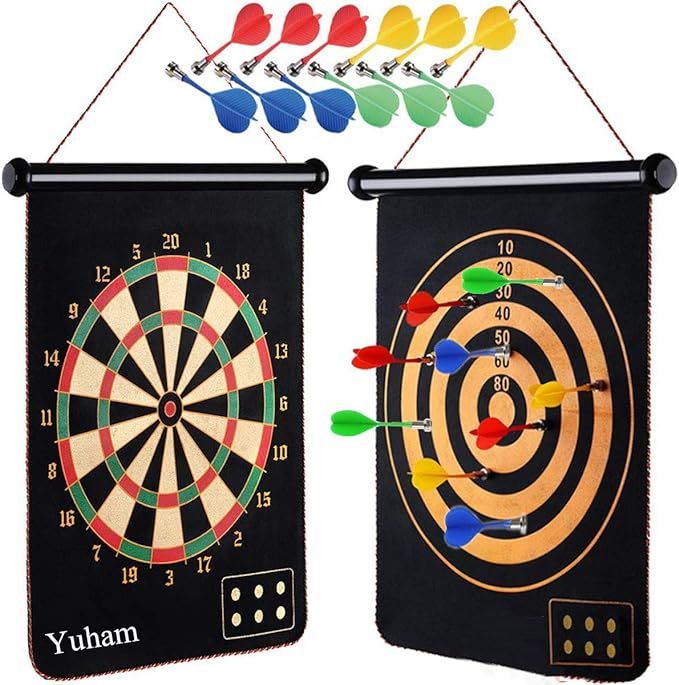 Yuham Magnetic Dart Board Indoor Outdoor Games for Kids and Adults, Toys Gifts for 5 6 7 8 9 10 1... | Amazon (US)
