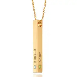 Totem 3D Bar Necklace with Birthstones in 18K Gold Vermeil | MYKA