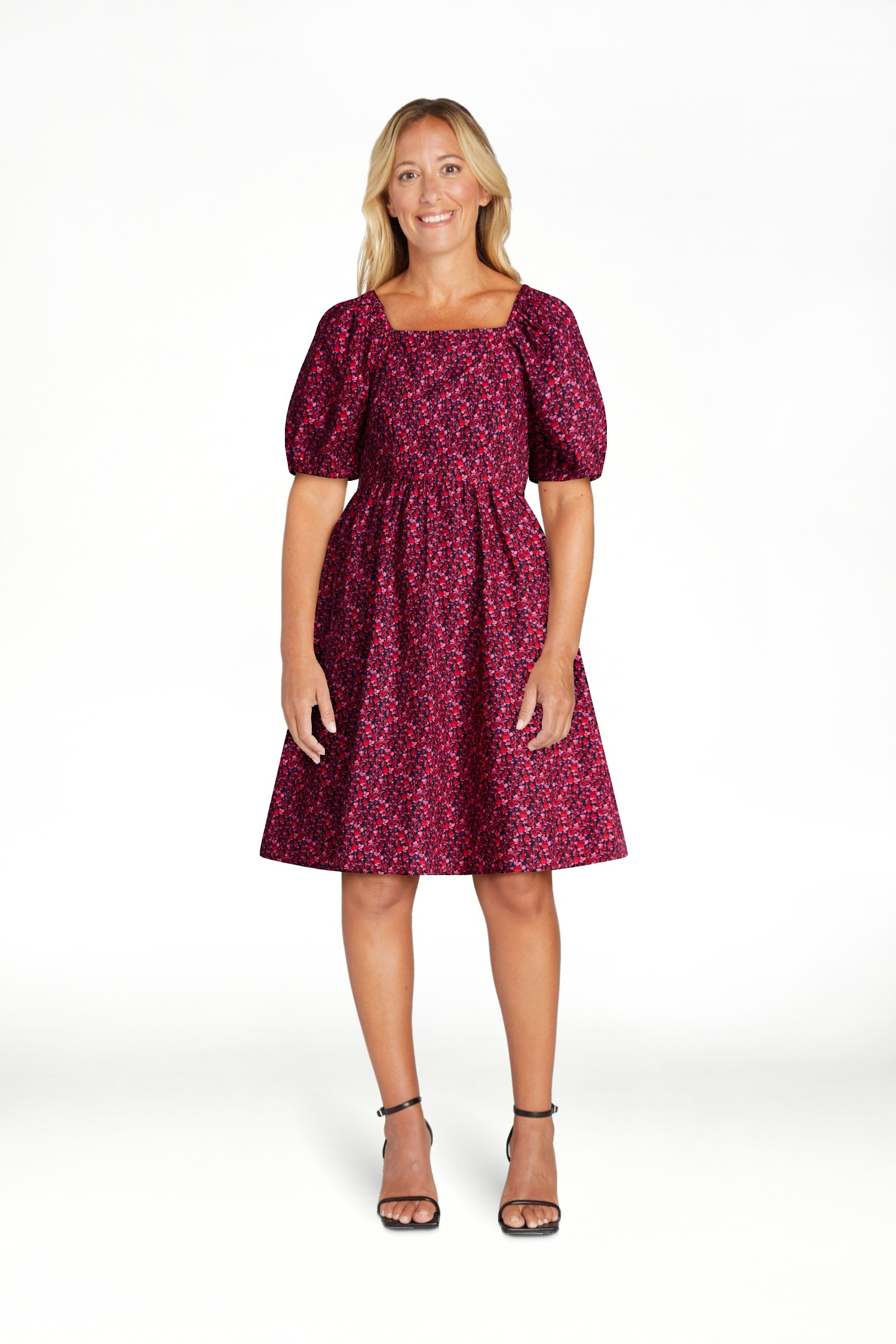 Time and Tru Women's and Women's Plus Tie Back Mini Dress with Puff Sleeves, Sizes XS-4X | Walmart (US)