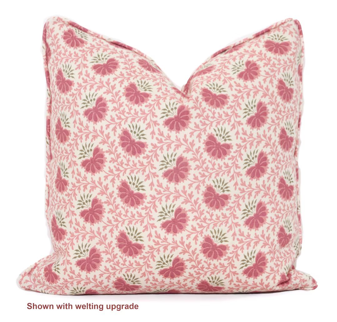 Sister Parish Pink Vreeland Decorative Pillow Cover 18x18, 20x20, 22x22, Eurosham or Lumbar, Flor... | Etsy (US)