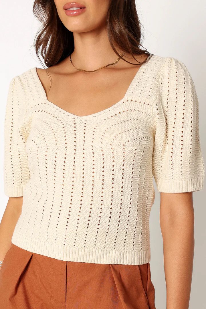 Lisa Knit Short Sleeve Top - Cream | Petal & Pup (US)