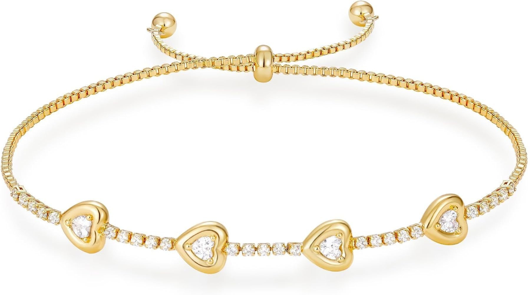 KELORIS PATH Tennis Bracelet for Women, 14K Gold Plated Classic Adjustable Slider Cubic Zirconia ... | Amazon (US)