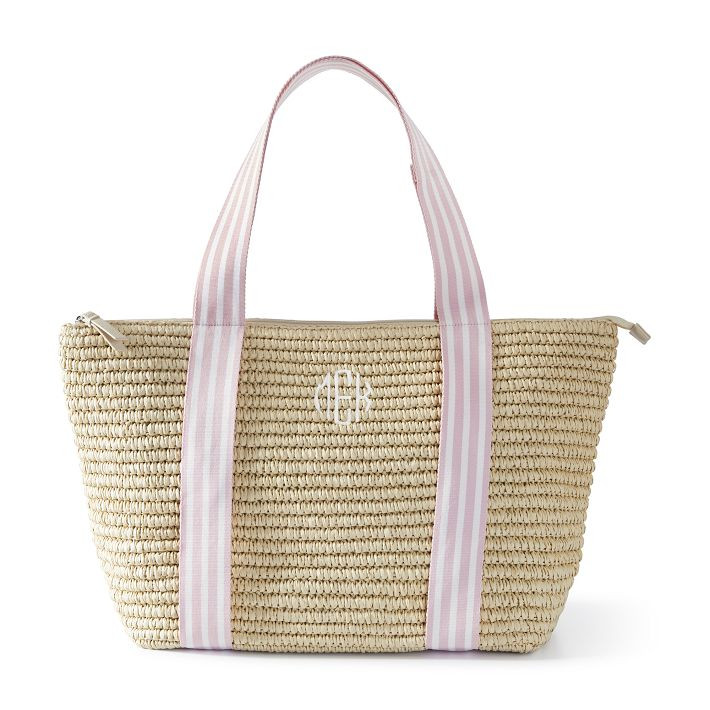 Ribbon Straw Zip-Top Travel Tote | Mark and Graham