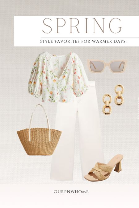 Spring style inspiration!

White jeans, white pants, spring blouse, floral blouse, gold earrings, straw handbag, summer shoes, spring shoes., sandals, high heeled sandals, sunglasses, spring outfit, summer outdoor, spring tote bag, farmers market tote, beach tote, date night look

#LTKSeasonal #LTKworkwear #LTKstyletip