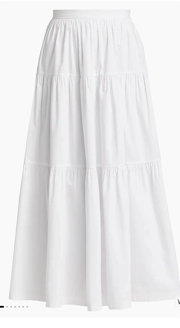 STAUD Sea Tiered Midi-Skirt Size 6 In White. | eBay US
