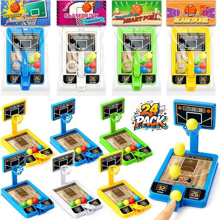 Valentines Day Gifts for Kids Classroom, 24 Pack Valentines Day Cards with Basketball Shooting Ga... | Amazon (US)