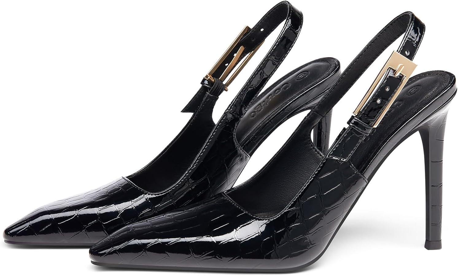 Coutgo Women's Slingback High Heels Pointed Toe Stilettos Metal Buckle Dress Party Pump Shoes | Amazon (US)