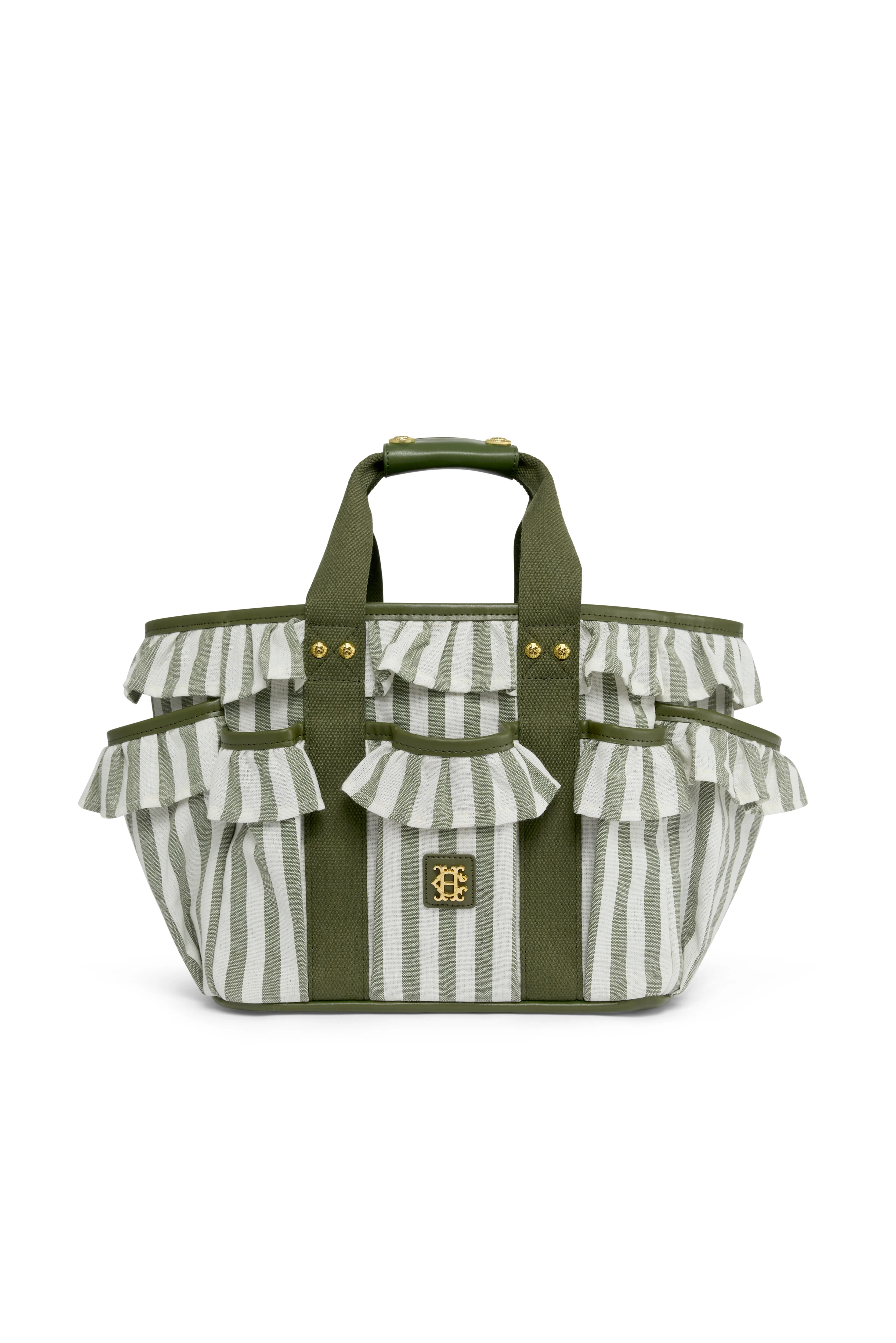 Frilled Gardening Bag (Green Stripe) | Holland Cooper
