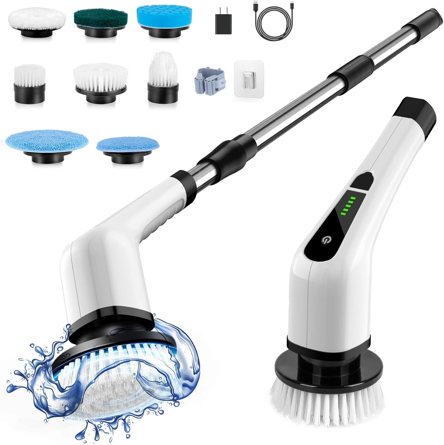 Electric Spin Scrubber, Cordless Cleaning Brush Scrubber for Home, 400RPM/Mins-8 Replaceable Brus... | Amazon (US)