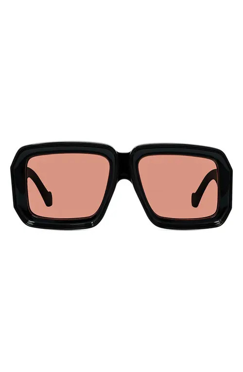 Loewe x Paula's Ibiza 56mm Mask Sunglasses in Shiny Black/Pink at Nordstrom | Nordstrom