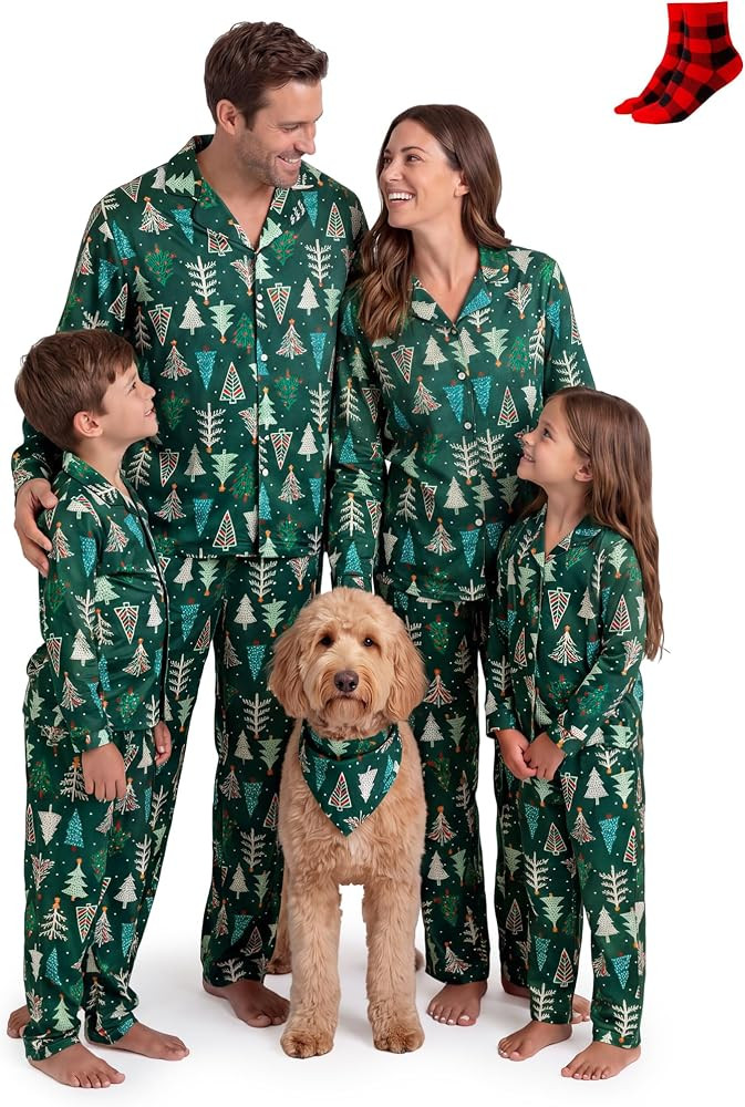 PATPAT Family Matching Christmas Pajamas, Button Down Pjs for Family Christmas Party Long Sleeve ... | Amazon (US)
