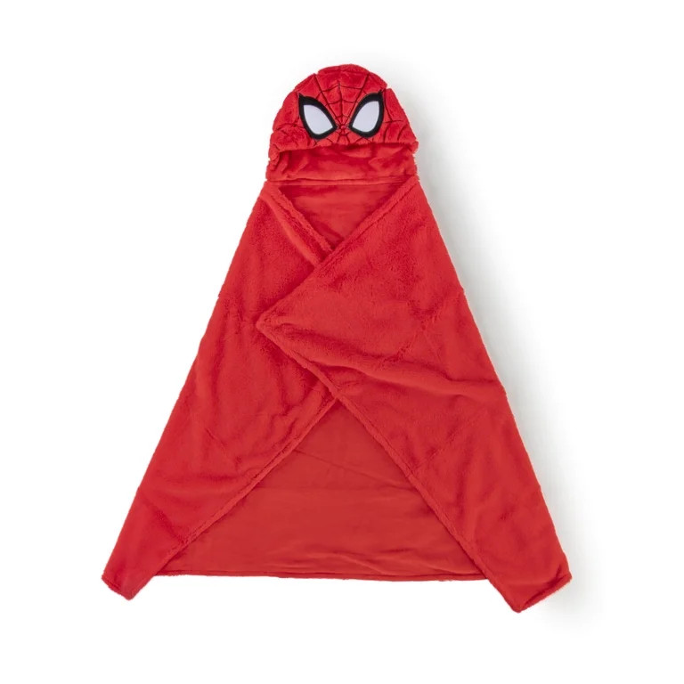 Spiderman Kids Hooded Silk Touch Throw Blanket, Polyester Faux Fur, Red, Marvel, 54" x 40" | Walmart (US)