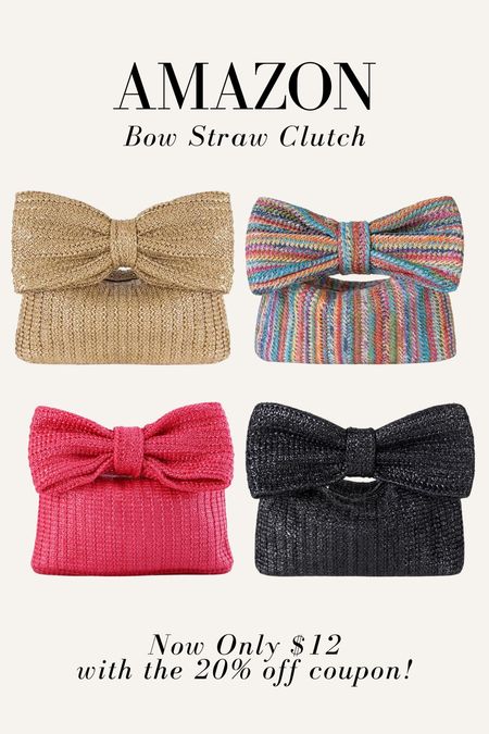 Amazon bow straw clutch extra 20% off!! Perfect vacation bag 

#LTKsalealert #LTKstyletip #LTKitbag