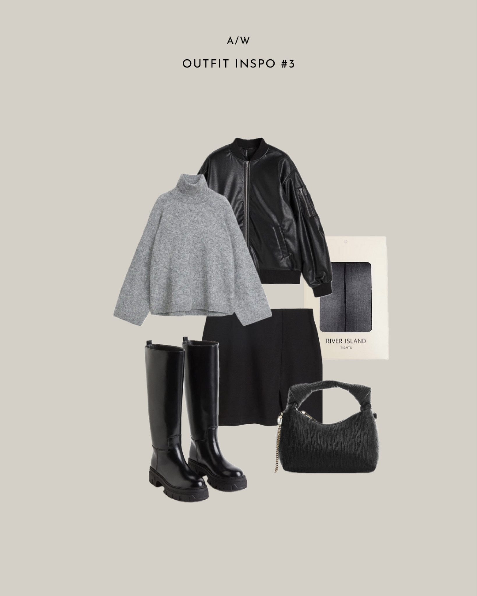 A/W outfit inspo. 

bomber jacket, grey turtleneck jumper, black tights, black mini skirt, long black boots 

#LTKfindsunder100 #LTKstyletip #LTKSeasonal