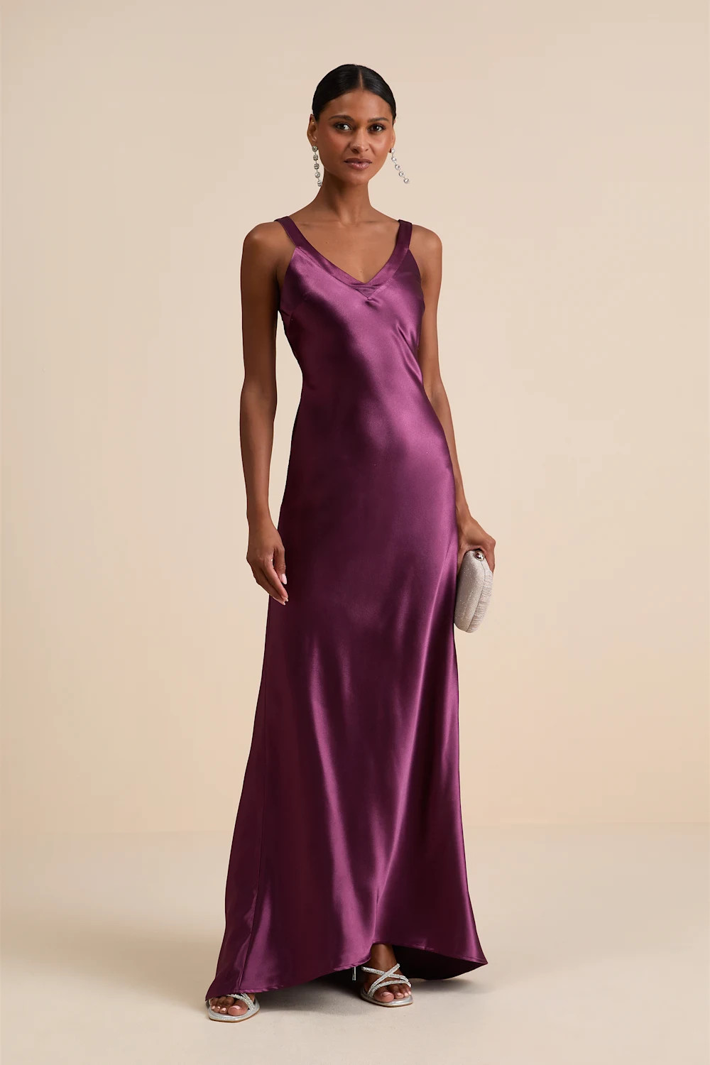 Perfectly Classy Plum Purple Satin Strappy Maxi Dress | Lulus