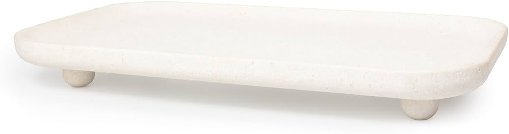 Travertine Marble Footed Tray in White Marble or Silver Travertine – Available in Two Sizes. (W... | Amazon (US)