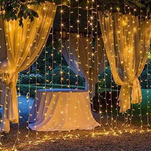 306 LED Curtain Lights Mains Powered,OxyLED 3m x 3m Curtain Fairy Lights,8 Modes Warm White Bedro... | Amazon (UK)