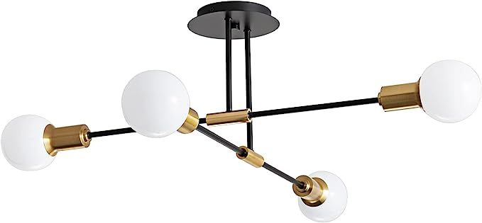 4-Light Sputnik Light Fixture,Epinl Modern Light Fixture Ceiling, Black and Gold Industrial Chand... | Amazon (US)