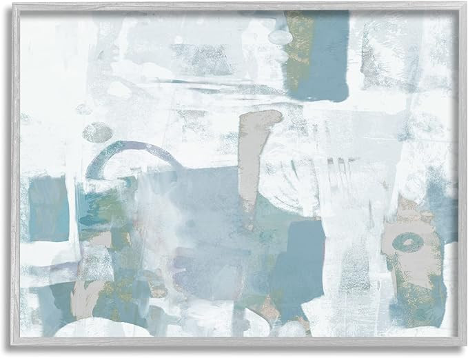 Stupell Industries Blue White Abstract Painting Tranquil Tones Busy Movement Grey Framed Wall Art... | Amazon (US)