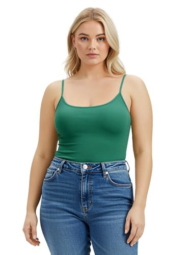 Emmalise Clothing Women's Basic Casual Plain Long Camisole Cami Top Tank, Green, Small | Amazon (US)