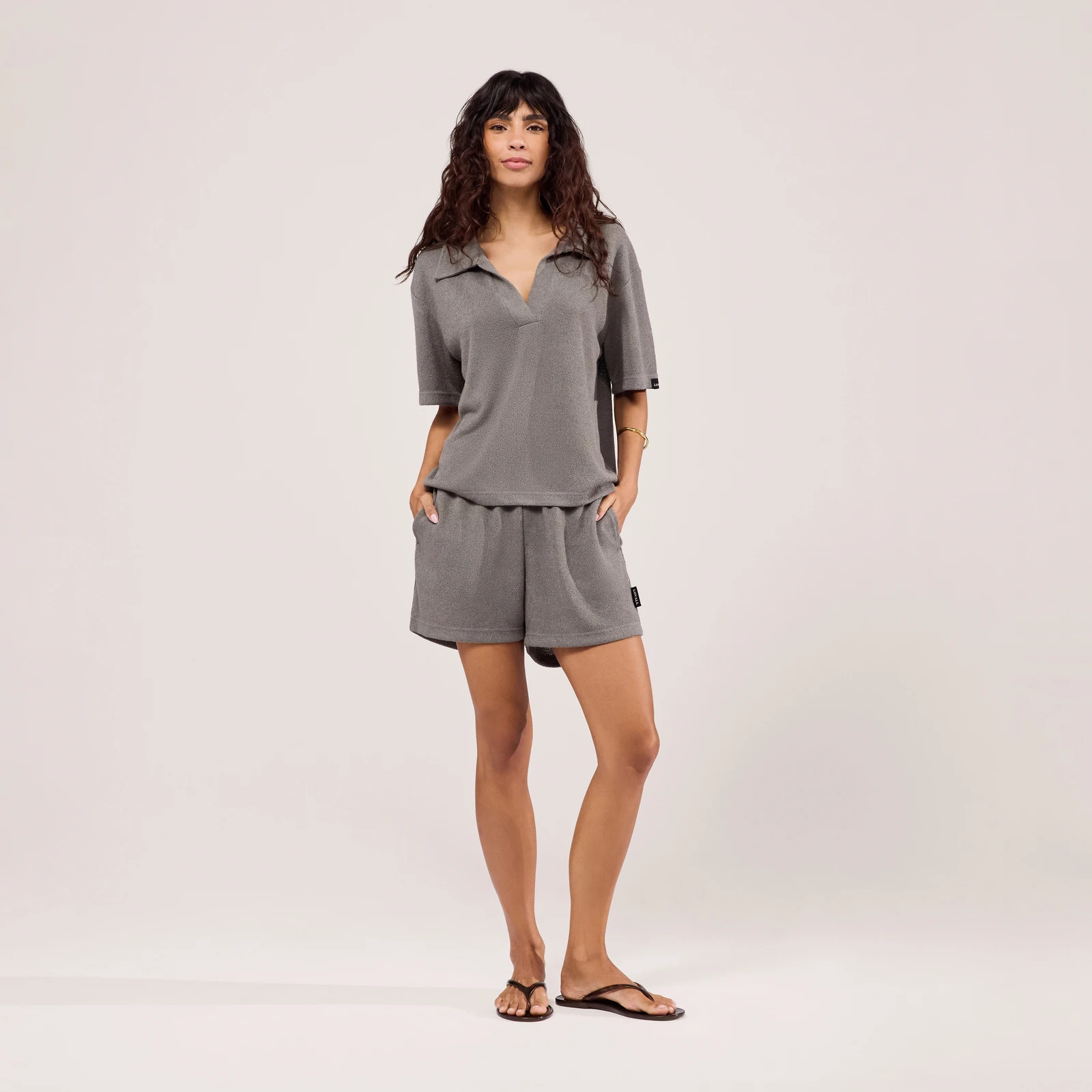 Lightweight Collared Knit Set | Slate Green | LOVALL